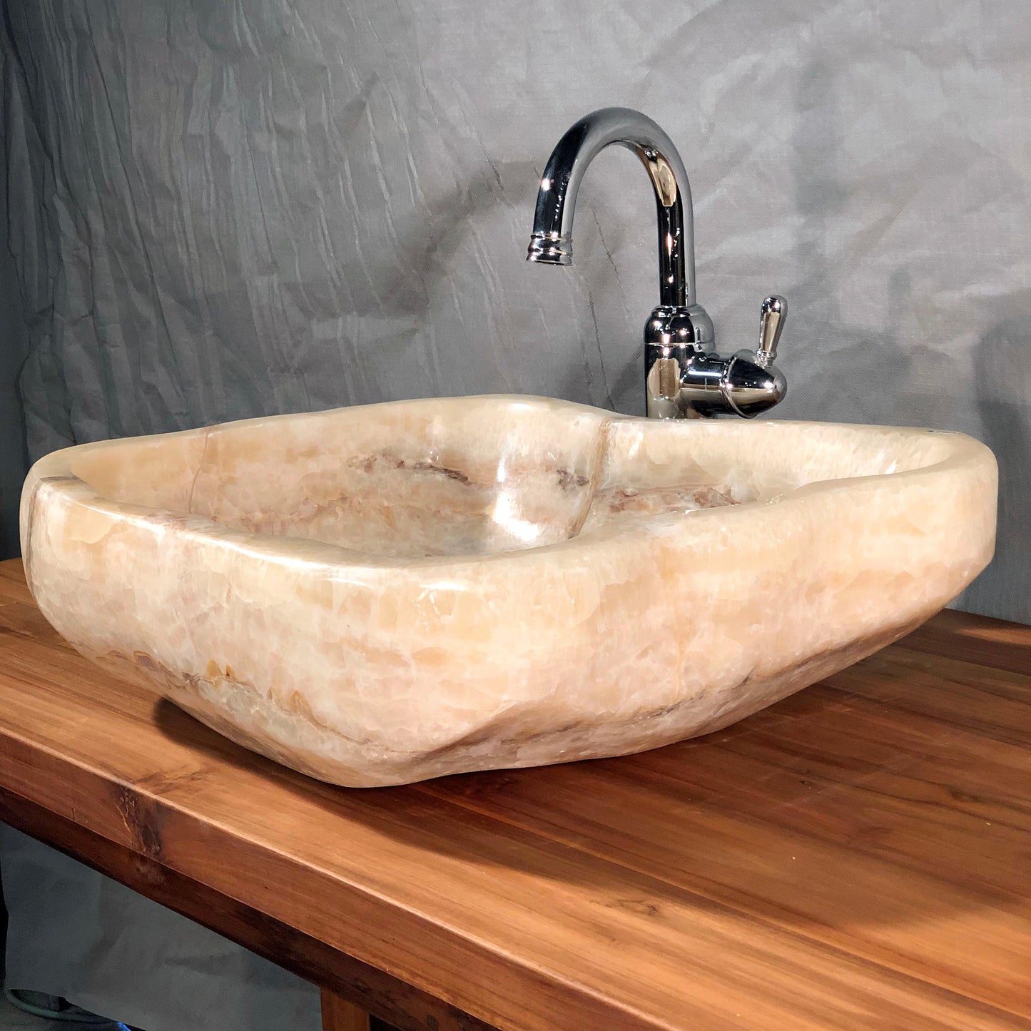 Mixed Honey Onyx Stone Vessel Sink, Organic Shape, MHO1 - Impact Imports