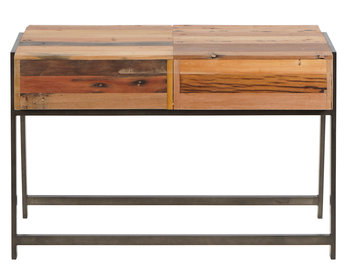 Modern Salvaged Boat Wood Console Table, 2 Drawers - SUN Collection - Impact Imports