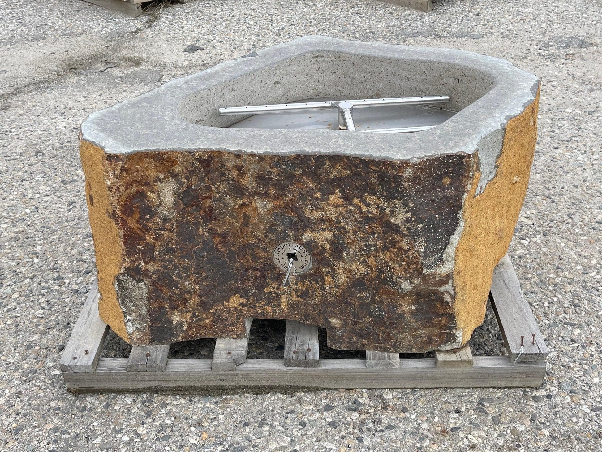 Natural Stone Gas Fire Pit, Andesite / Basalt - ANDFP03 - Impact Imports