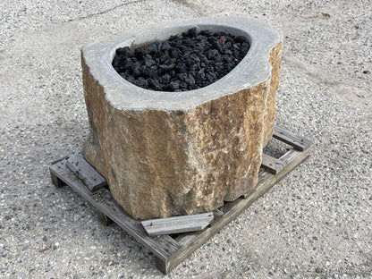 Natural Stone Gas Fire Pit, Andesite / Basalt - ANDFP04 - Impact Imports