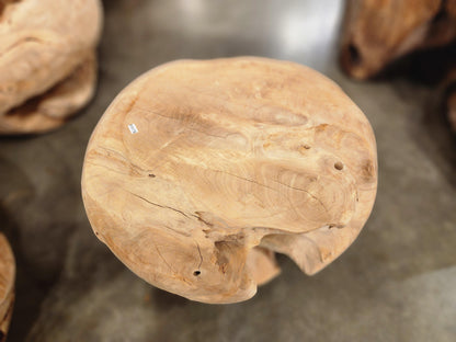 Old Growth Round Teak Side Table / Stool - Impact Imports