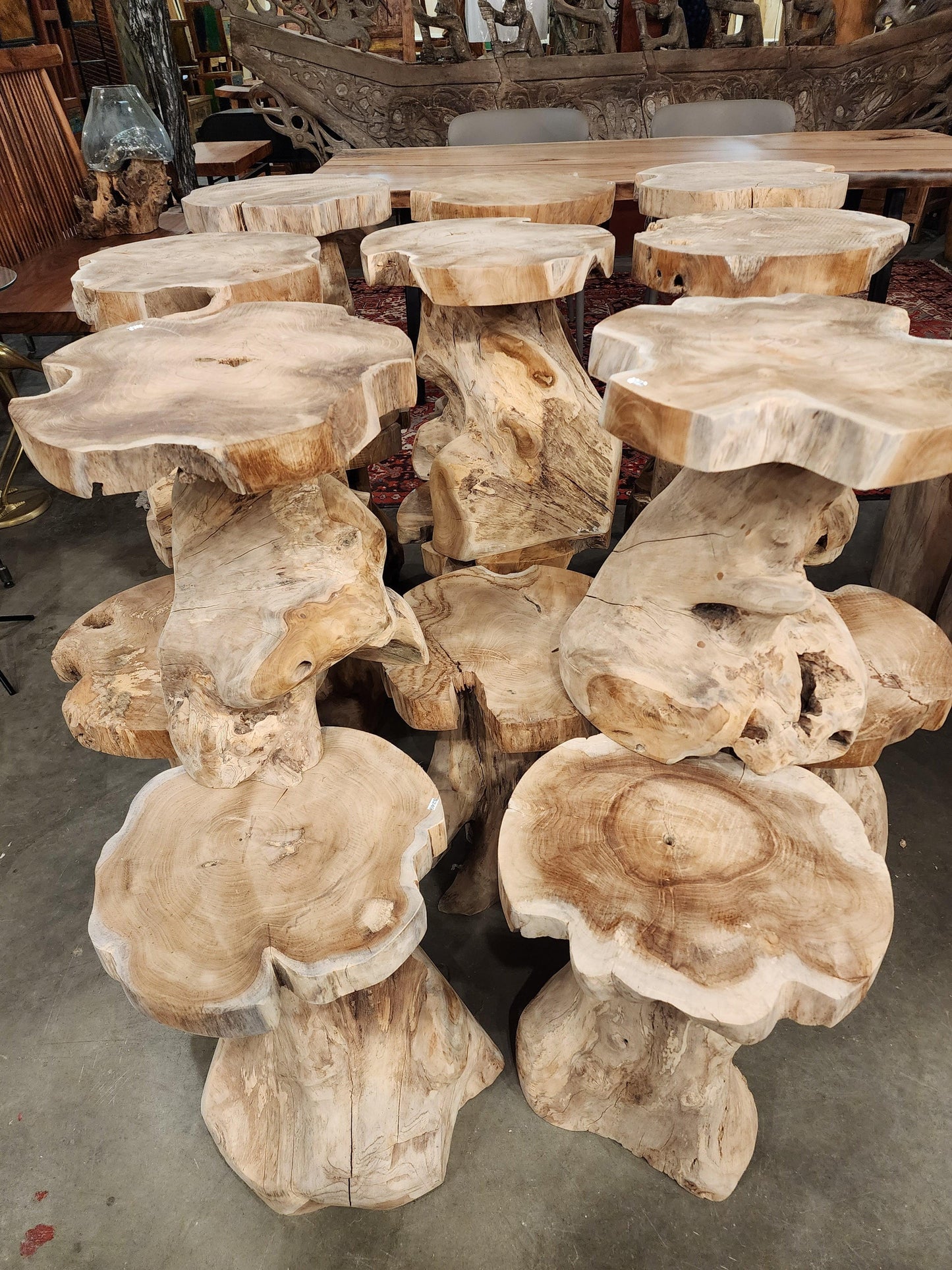Old Growth Teak Mushroom Side Table / Stool - Impact Imports
