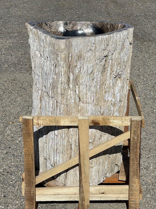Petrified Wood Stone Pedestal Sink, PWPED01 - Impact Imports