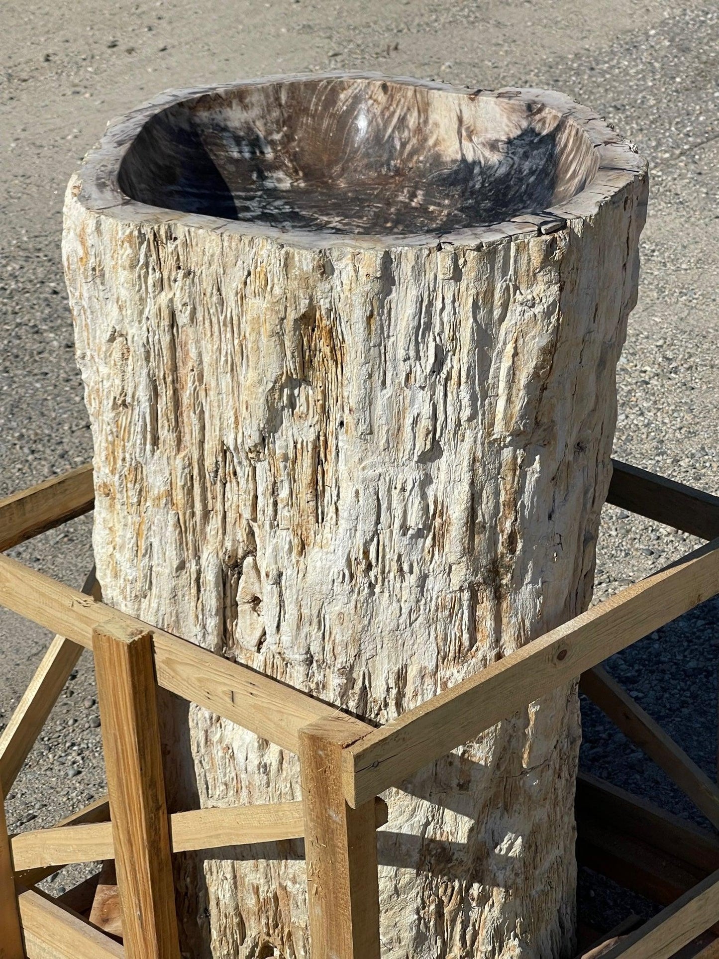 Petrified Wood Stone Pedestal Sink, PWPED02 - Impact Imports