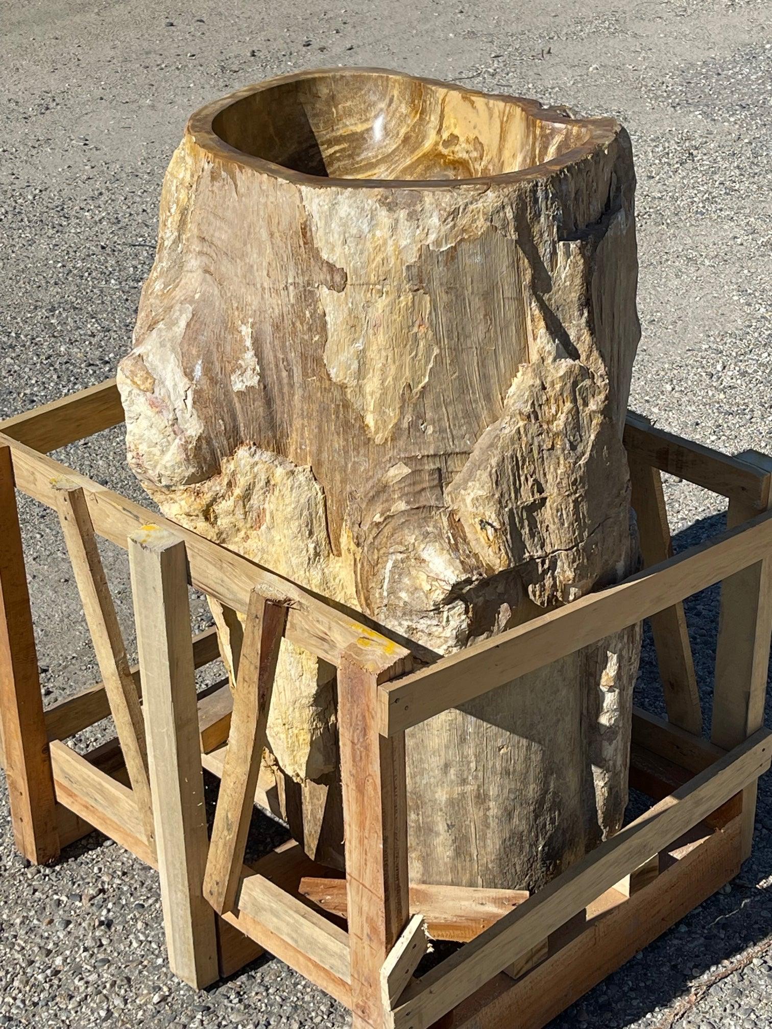 Petrified Wood Stone Pedestal Sink, PWPED03 - Impact Imports