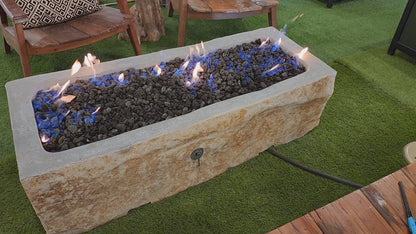 Long, Narrow Natural Stone Gas Fire Pit, Andesite / Basalt - ANDE-L006