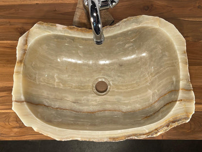 Unique Mixed Onyx With Gold Natural Stone Vessel Sink, OWG02 - Impact Imports