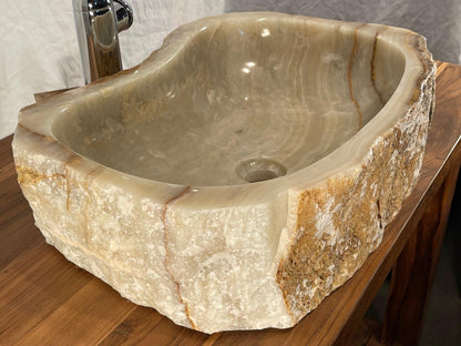 Unique Mixed Onyx With Gold Natural Stone Vessel Sink, OWG02 - Impact Imports