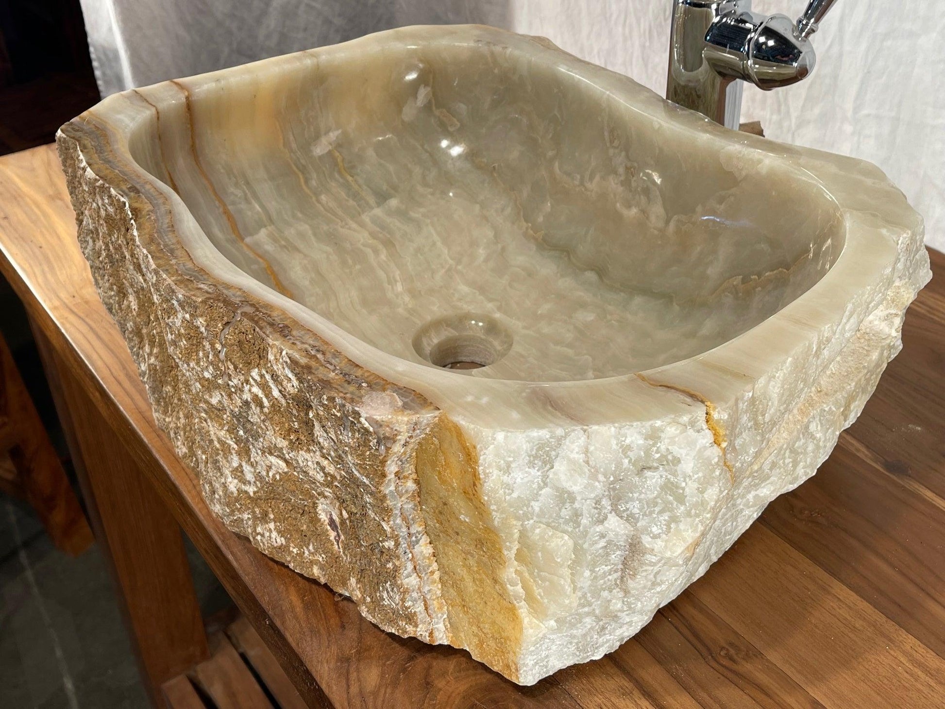 Unique Mixed Onyx With Gold Natural Stone Vessel Sink, OWG03 - Impact Imports
