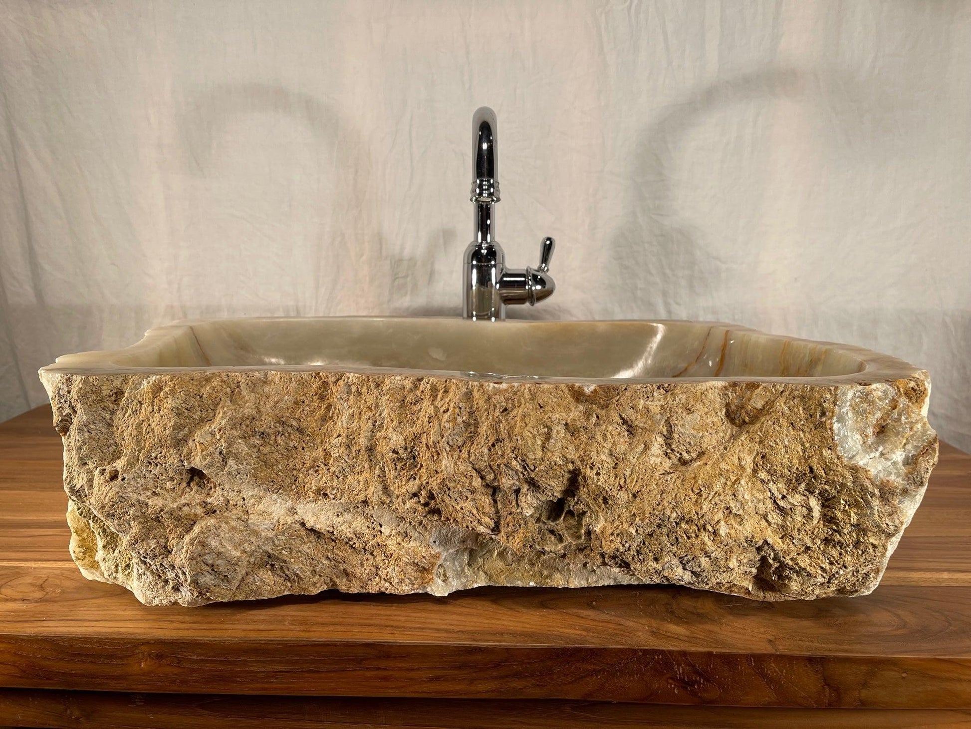Unique Mixed Onyx With Gold Natural Stone Vessel Sink, OWG05 - Impact Imports