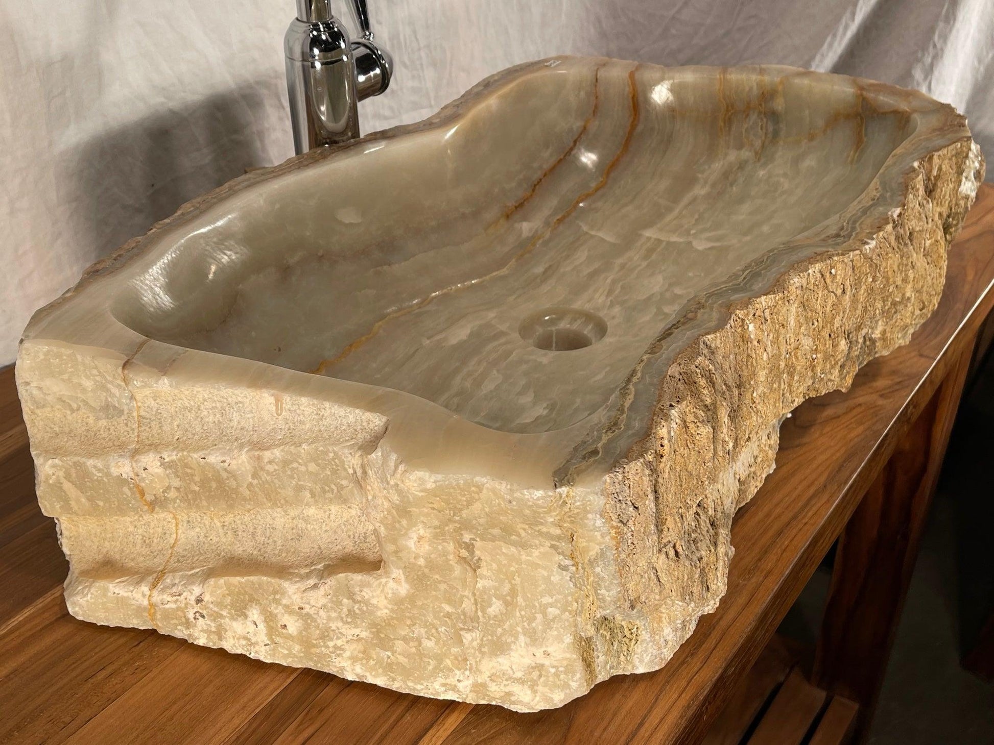 Unique Mixed Onyx With Gold Natural Stone Vessel Sink, OWG05 - Impact Imports